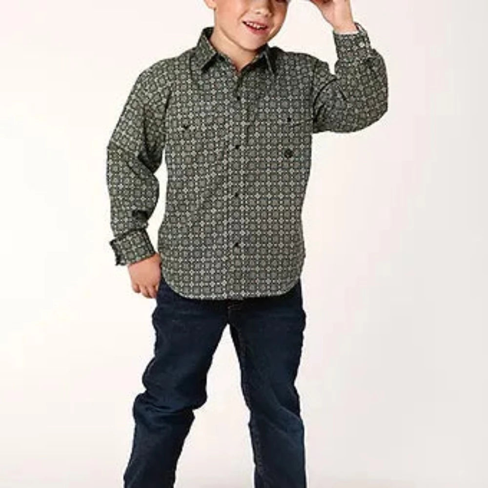 Boy's Roper Forest Foulard Print Western Shirt