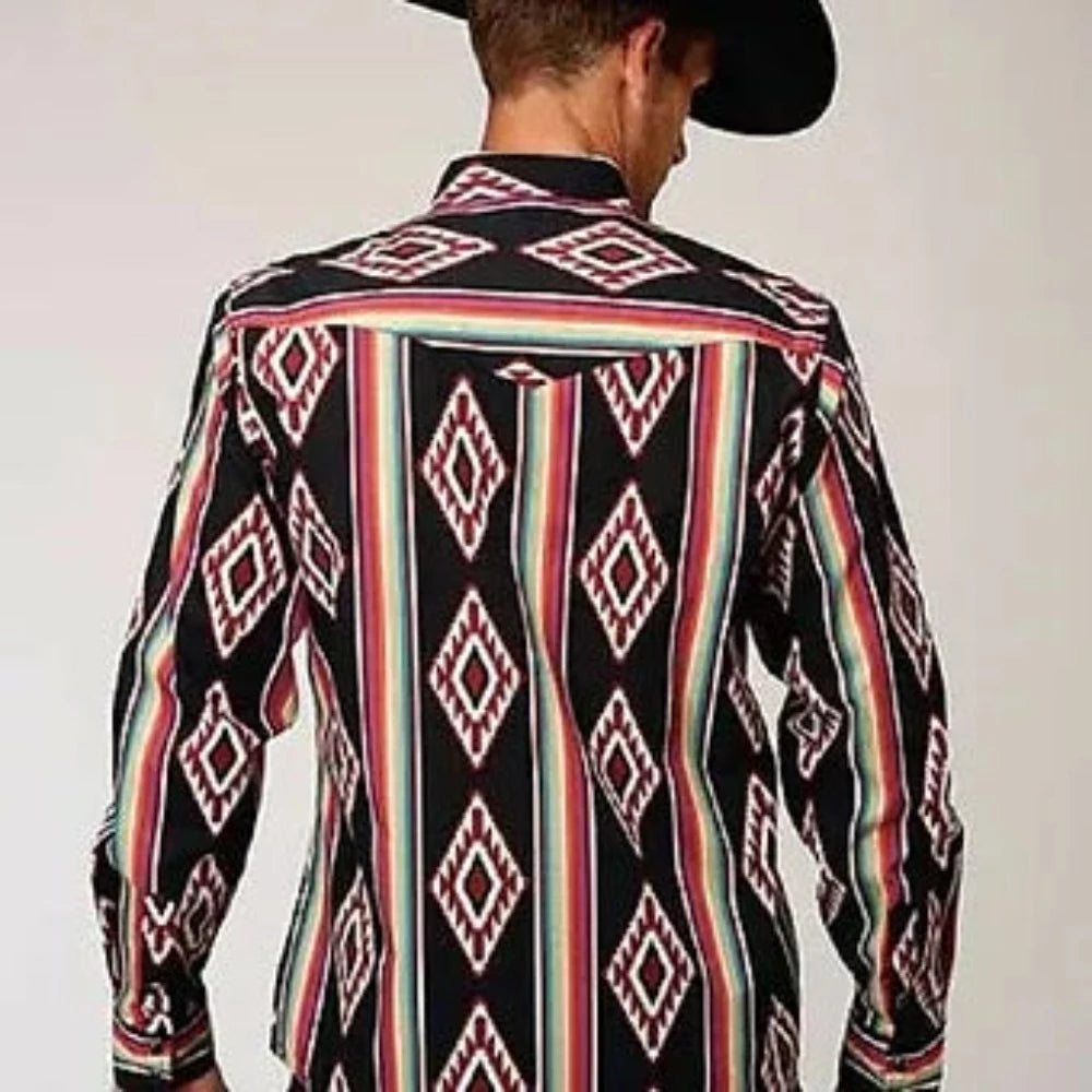 Roper Men's Long Sleeve Aztec Serape Print Western Shirt