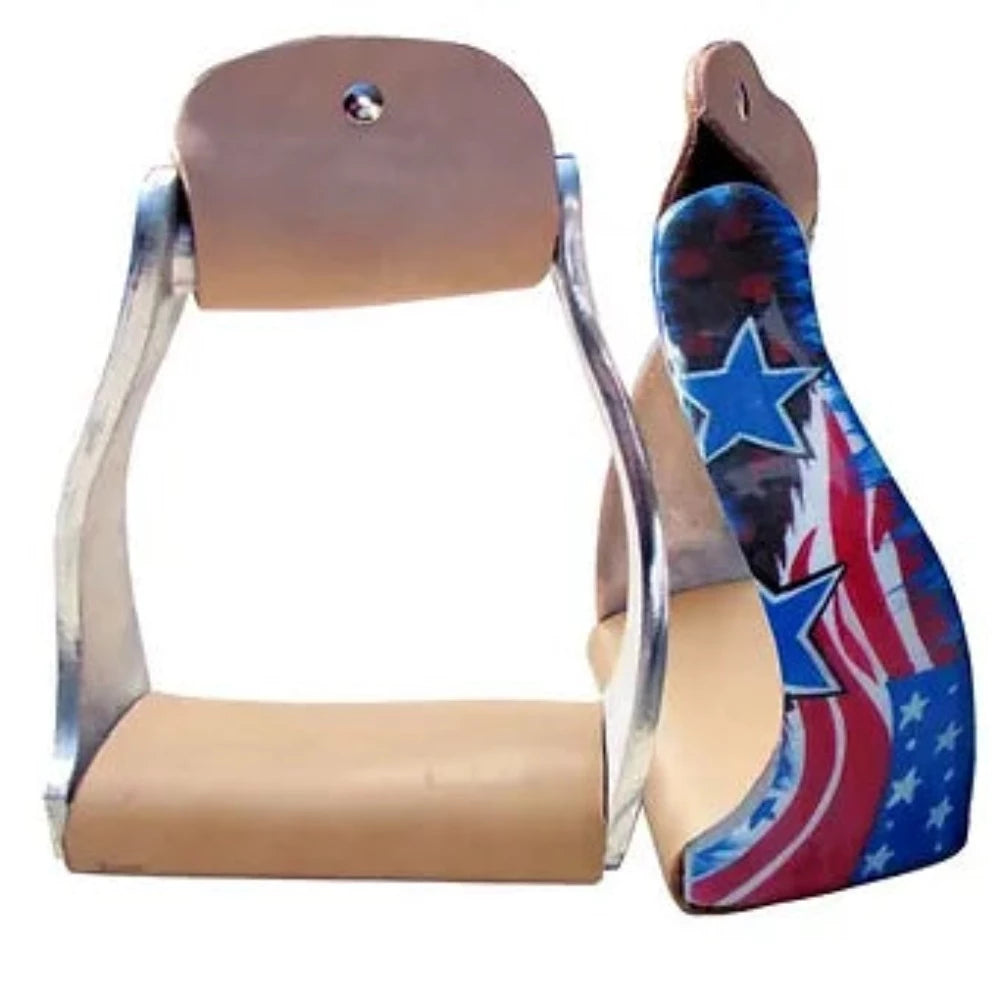 Stars And Stripes Angled Aluminum Stirrups
