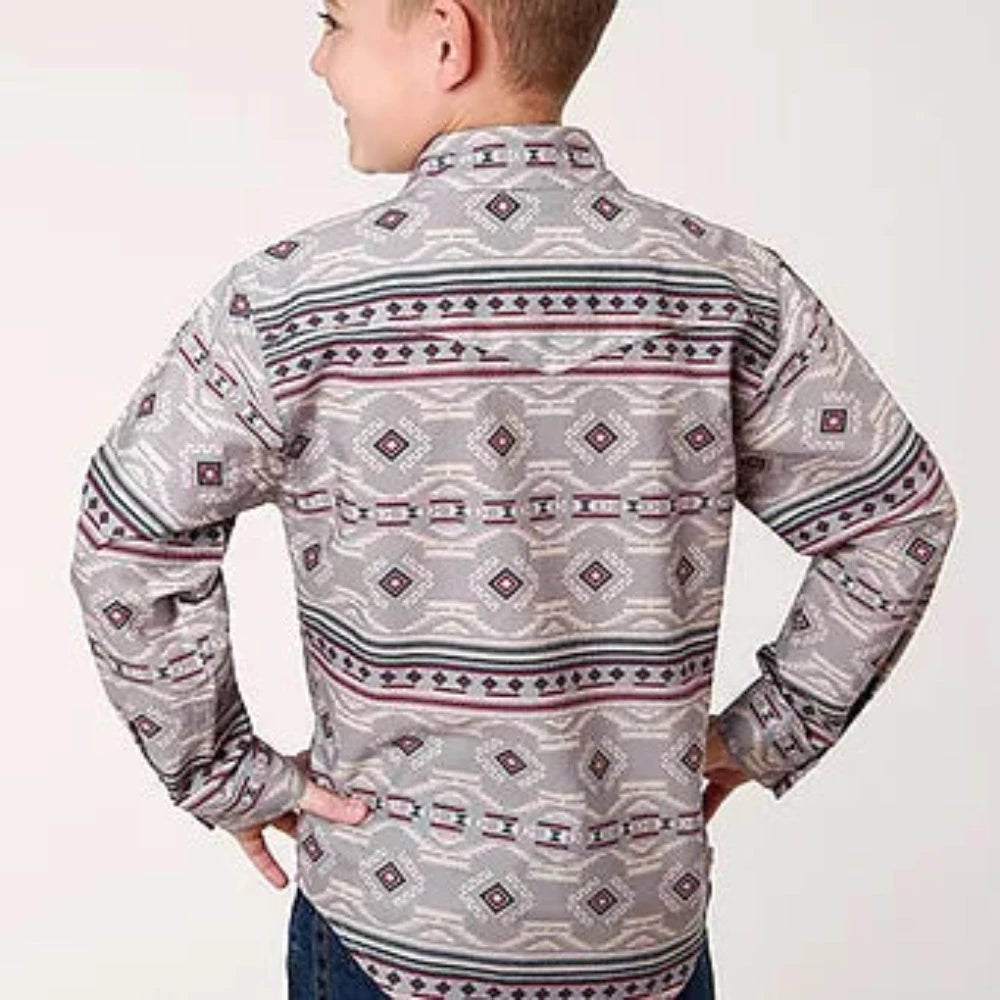 Roper Boys Aztec Print Button Up Long Sleeve Western Shirt