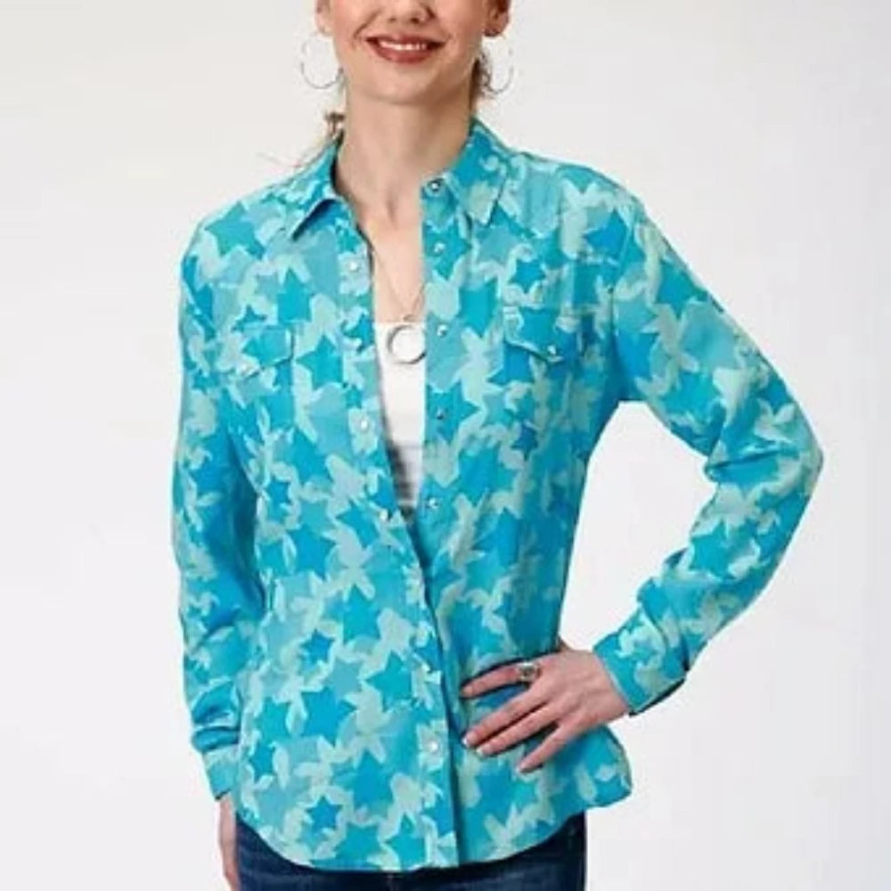Roper Women's Blue Star Print Western Shirt