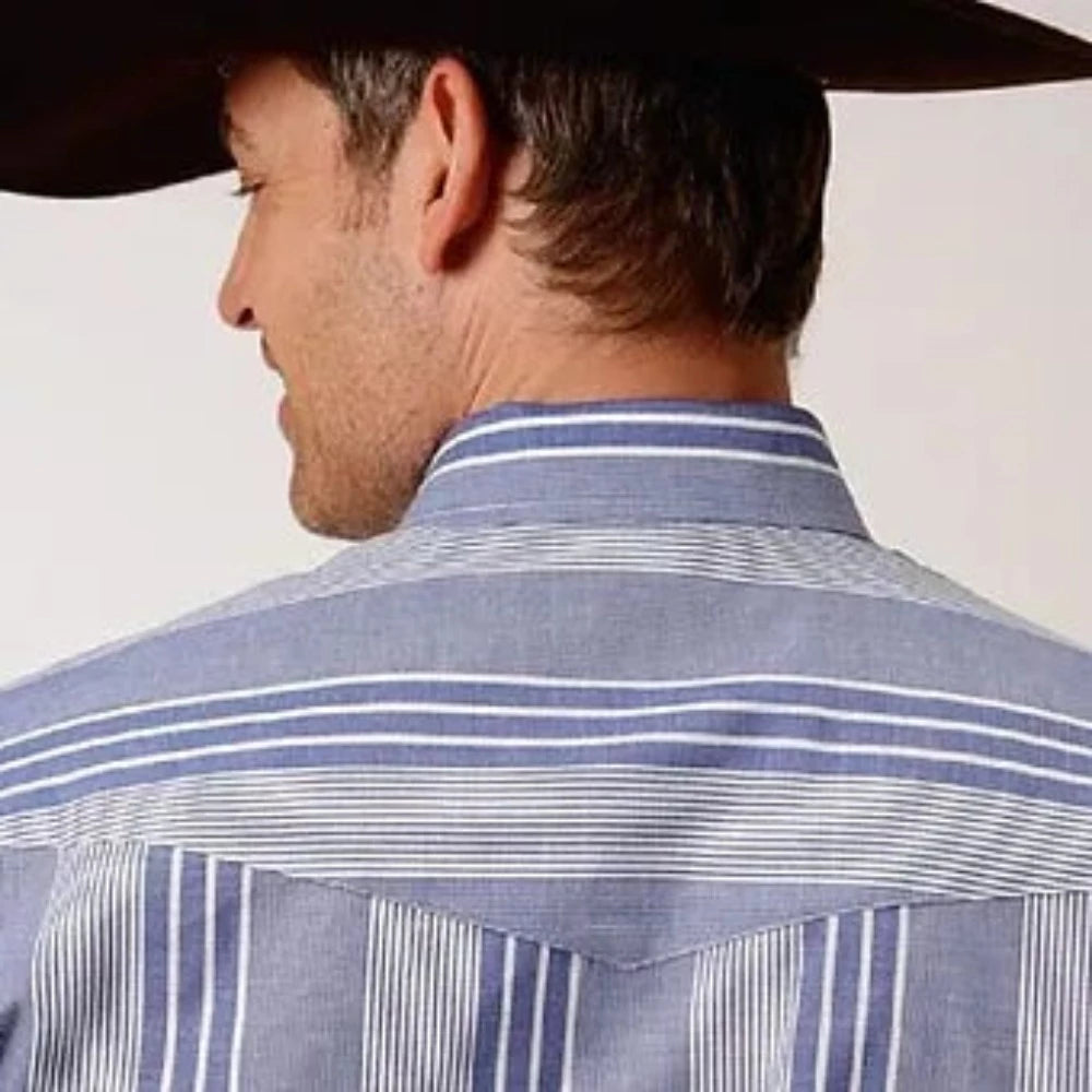 Roper Men's Blue & White Stripe Snap Up Western Shirt