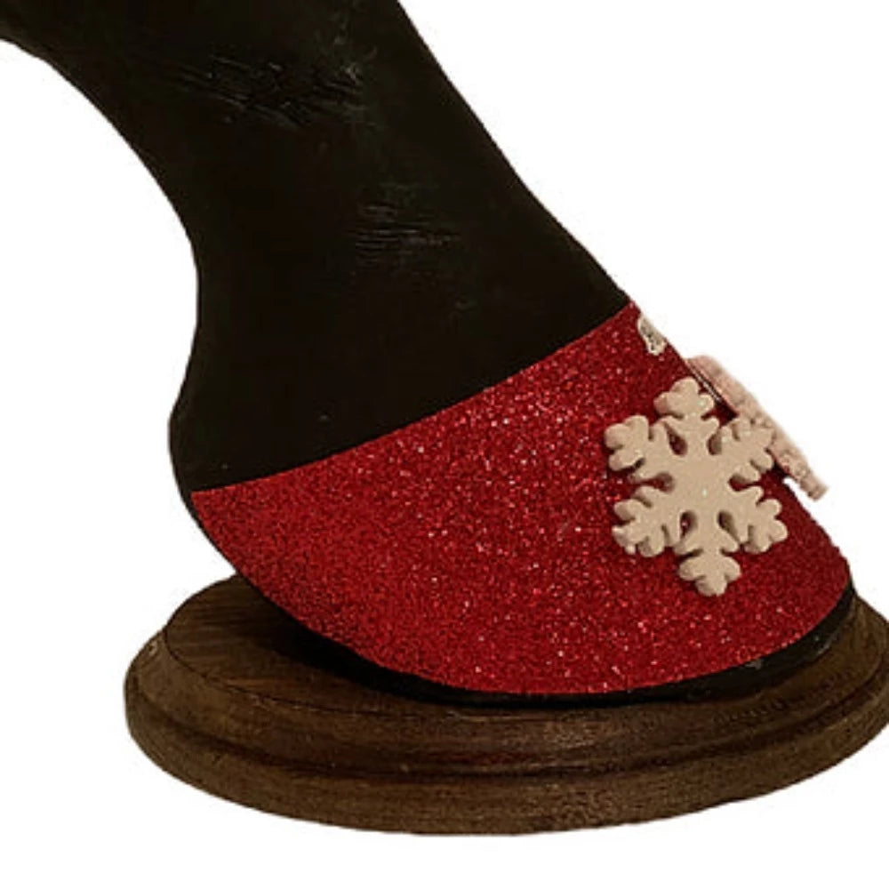 Set of 4 Red Glitter w/ White Snowflakes Hoofies