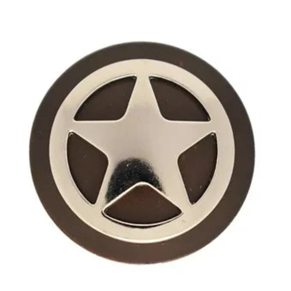 Round Silver & Brown Star Concho