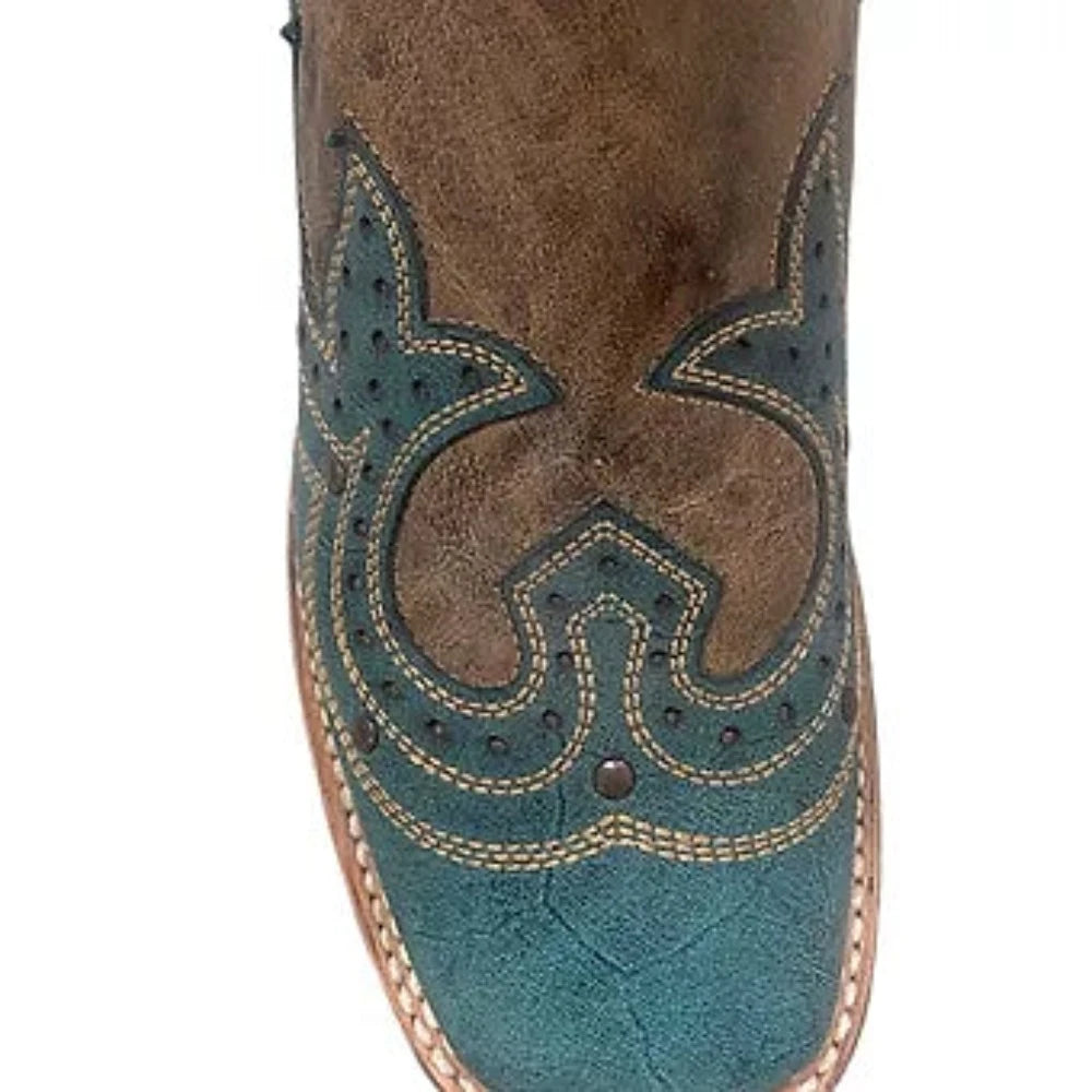 Roper Women's Brown & Turquoise Western Cowboy Boots