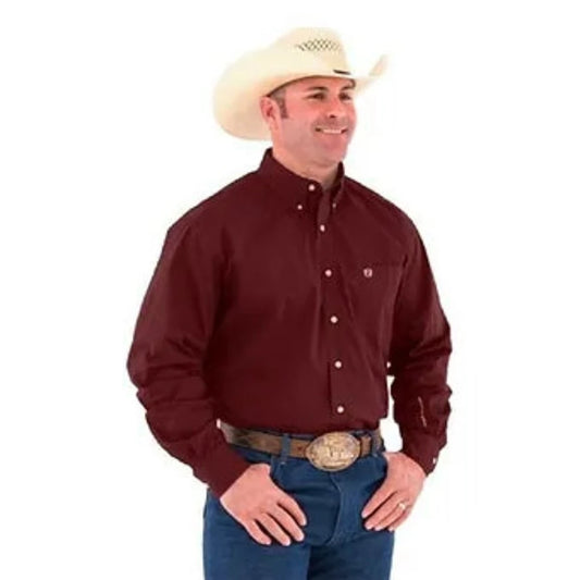 Men's Noble Outfitters Solid Burgundy Western Shirt