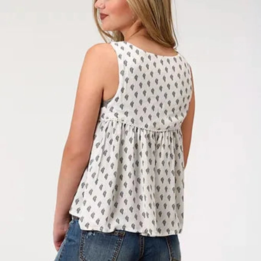 Women's Roper White Sleeveless Cardigan Tank Top