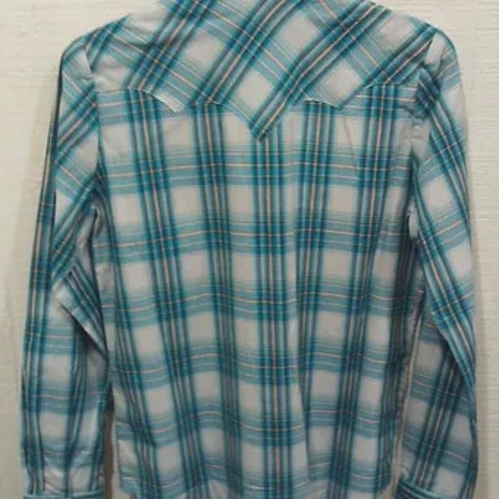 Girl's Roper Long Sleeve Jade Plaid Snap Up Western Shirt