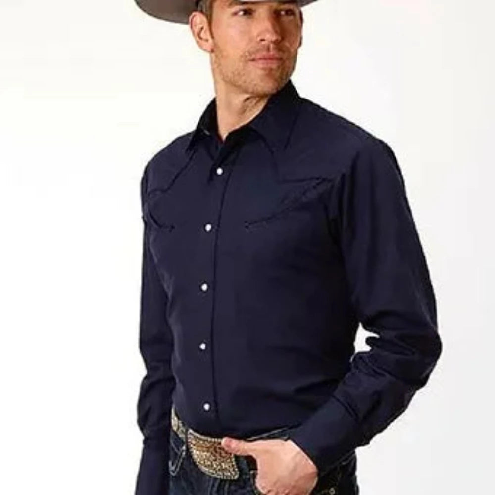 Roper Men's Navy Blue Western Shirt w/ Aztec Arrow Embroidery
