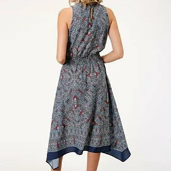 Roper Women's Blue Orange Tribal Border Print Western Dress