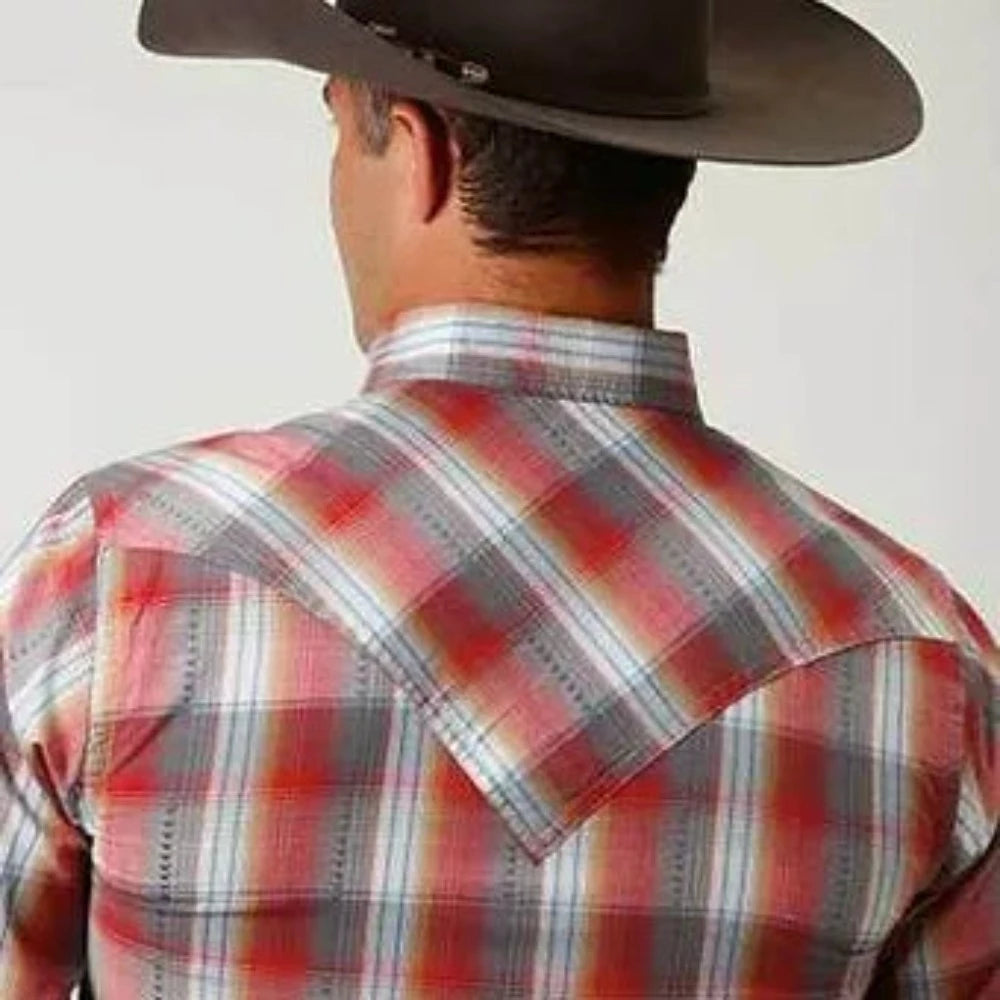 Men's Roper Red & Grey Plaid Western Shirt