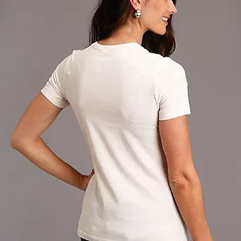 Stetson Women's Cream Cattleman Cowboy Horse Bull Scene Shirt