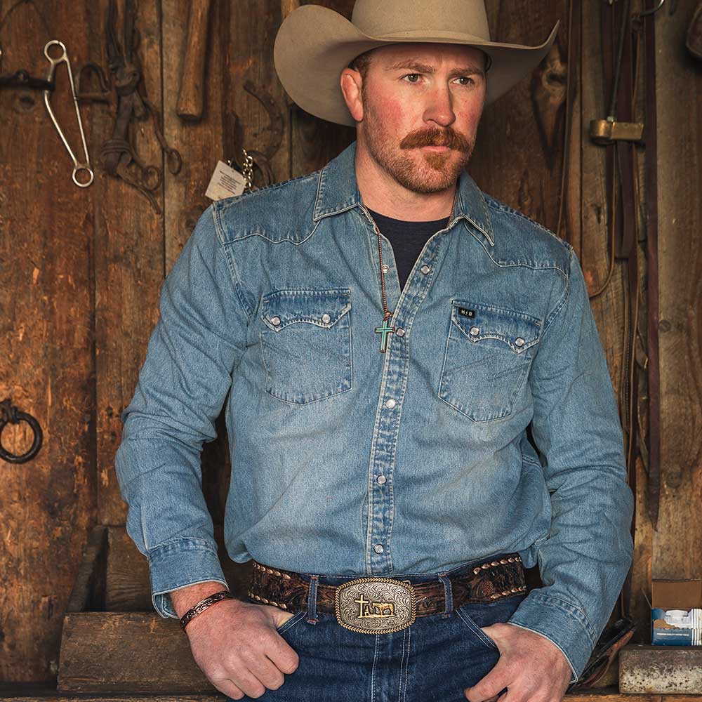'Faithful Frontier' Attitude Buckle w/ Praying cowboy