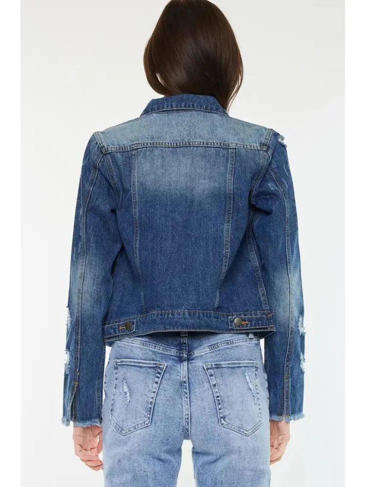 Ladies Distressed Denim Jacket