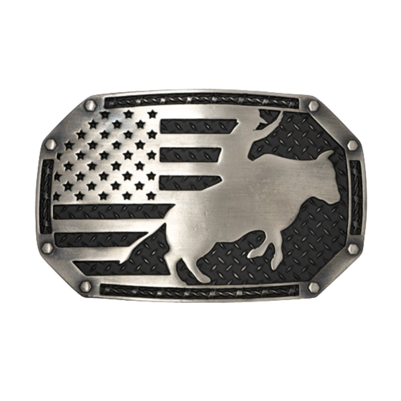 American Bull Rider Vintage Nickel Western Buckle