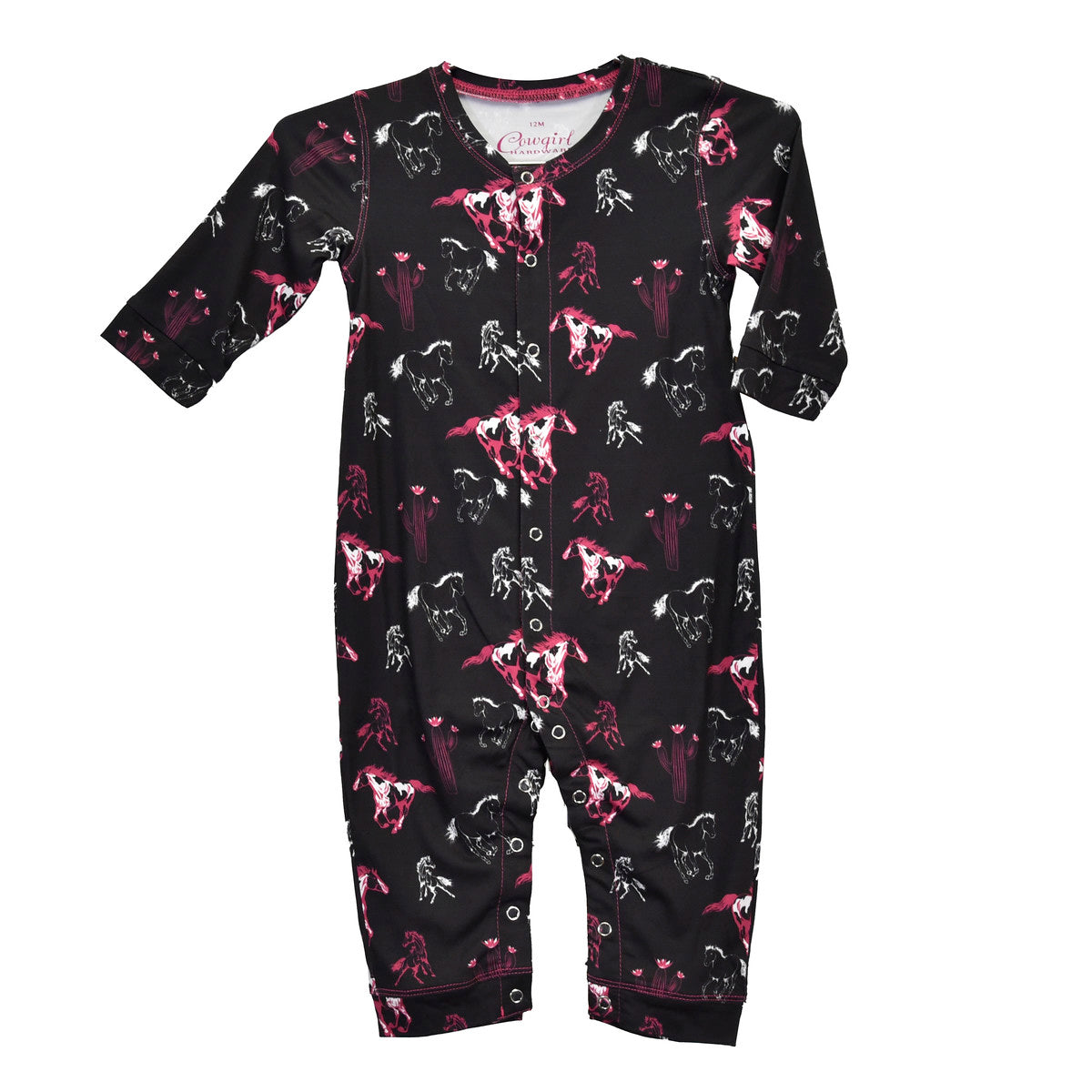 Infant girl's Cowgirl Hardware Horse Print Romper