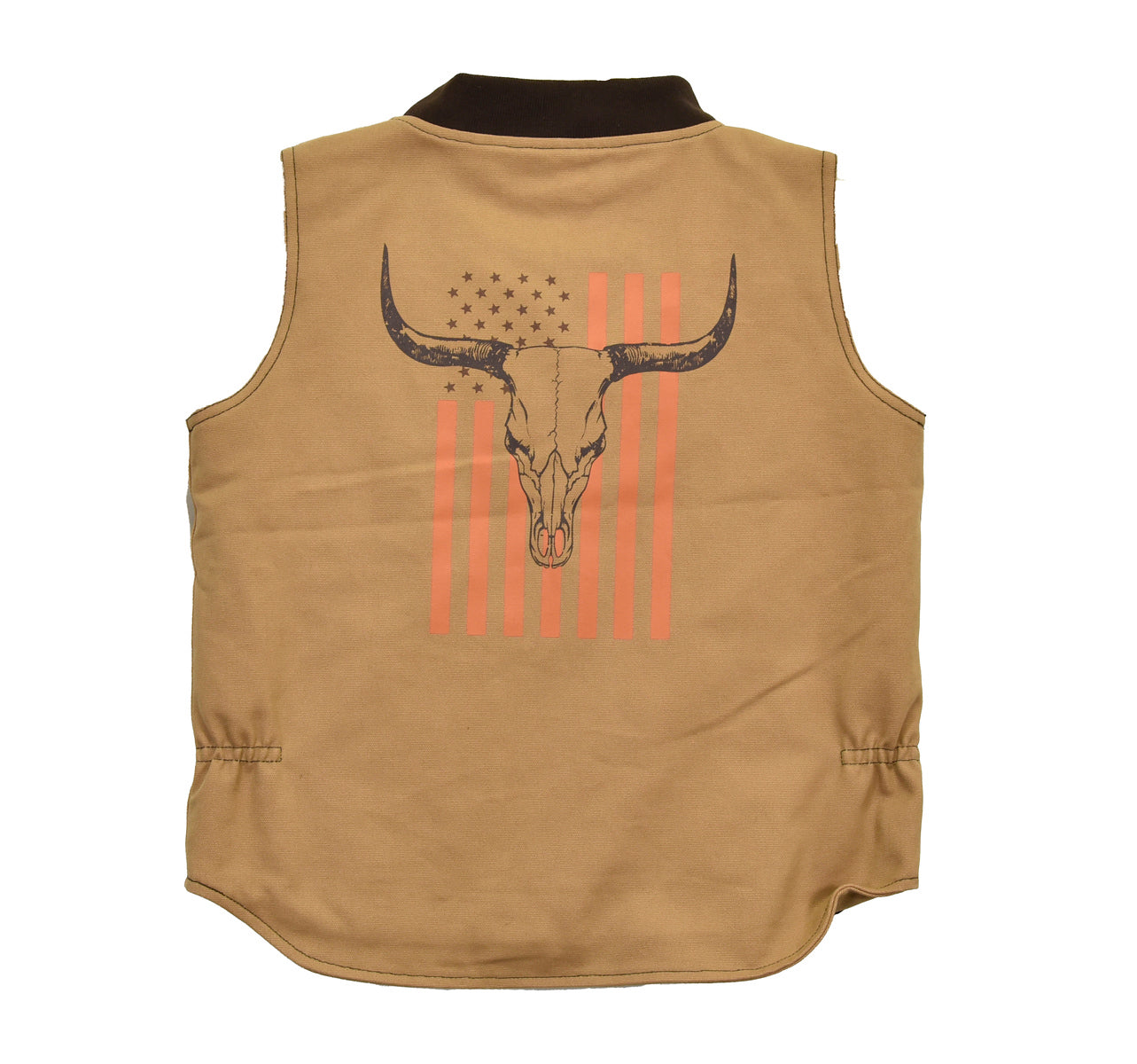 Boy's Cowboy Hardware Skull & Flag Canvas Vest