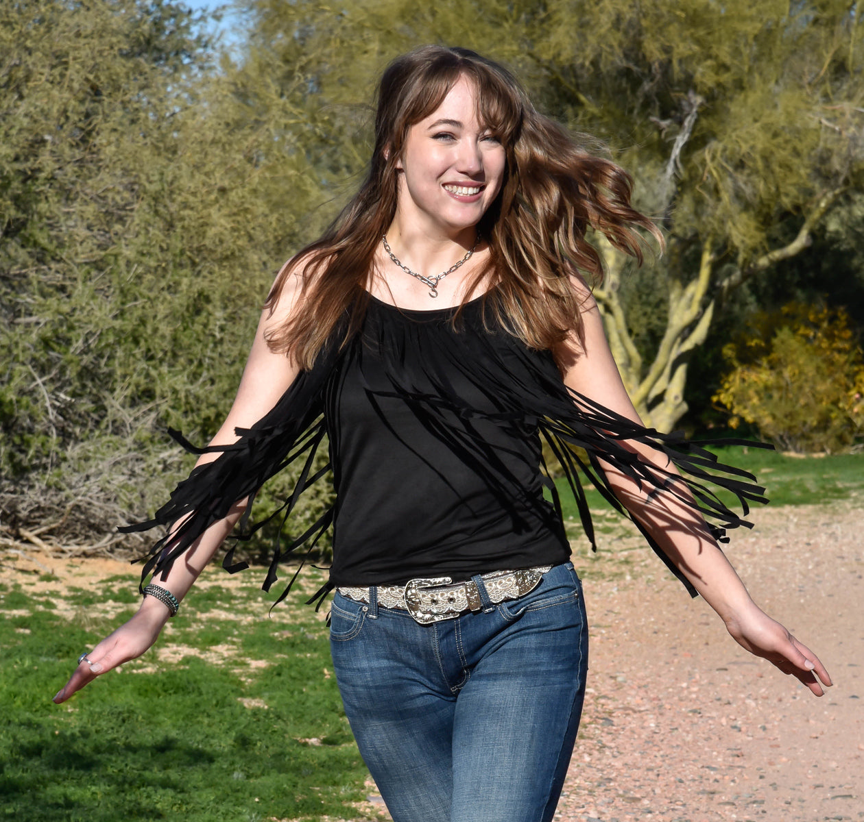 Women's Cowgirl Hardware Fringe Neck Camisole