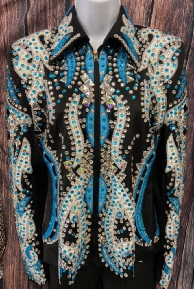 Women's Royal Highness Turquoise White Black Show Jacket