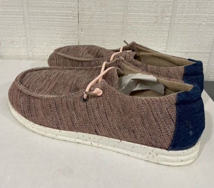 Women's Pink Tweed Patchwork Round Toe Chic Slip-on Shoes