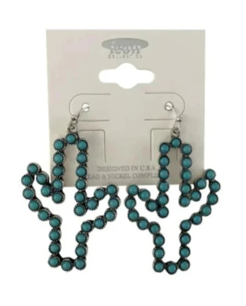 Turquoise Stone Cactus Earrings
