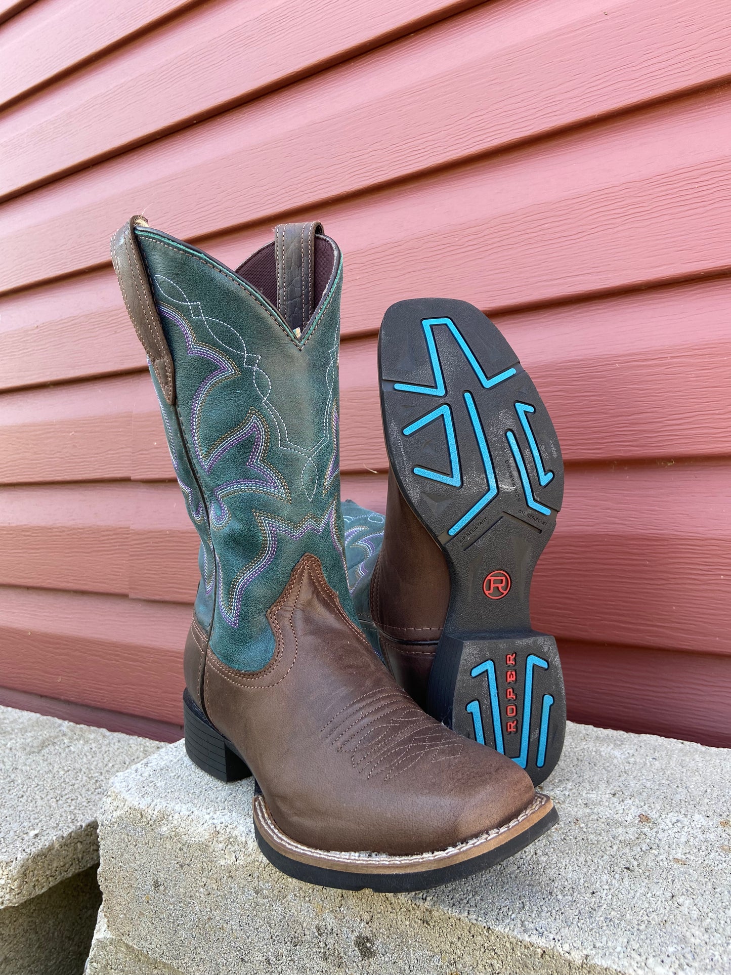 Roper Women's Brown & Blue 'MONTEREY' COWBOY BOOTS