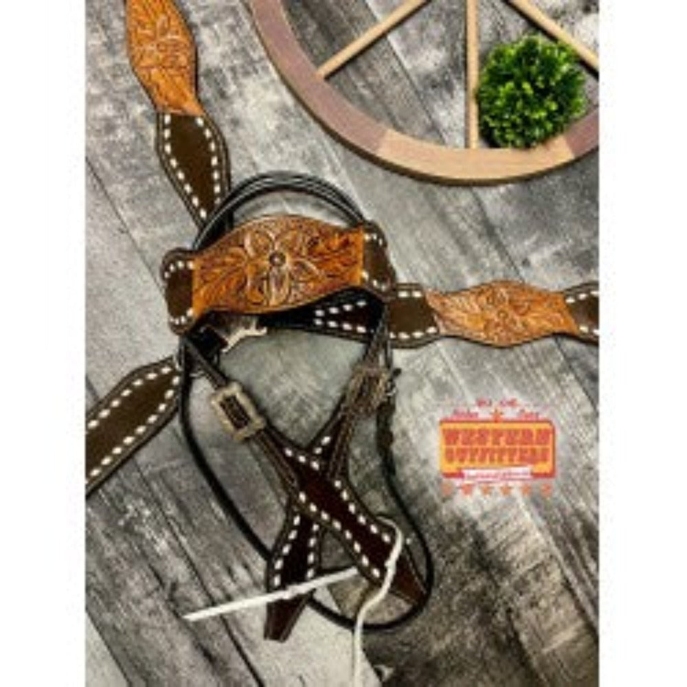 Schulz Equine Roughy Chocolate Rough Out Bridle & Breast Collar Set