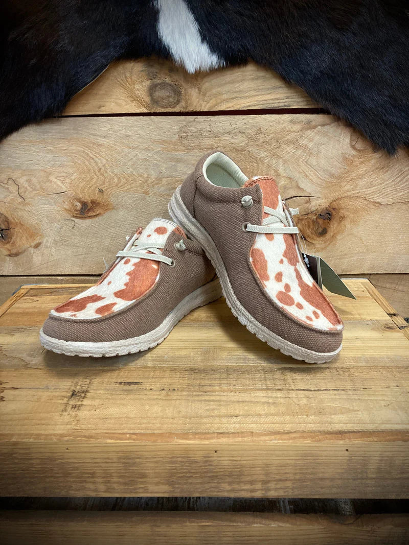 Women's Roper Brown 'Hang Loose' Cow Print Slip-on Shoes