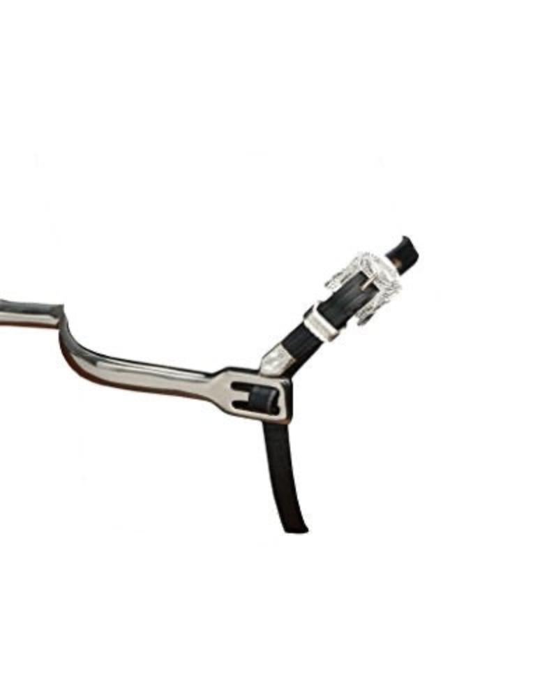 Tough-1 Black Leather English Spur Straps Silver Buckle