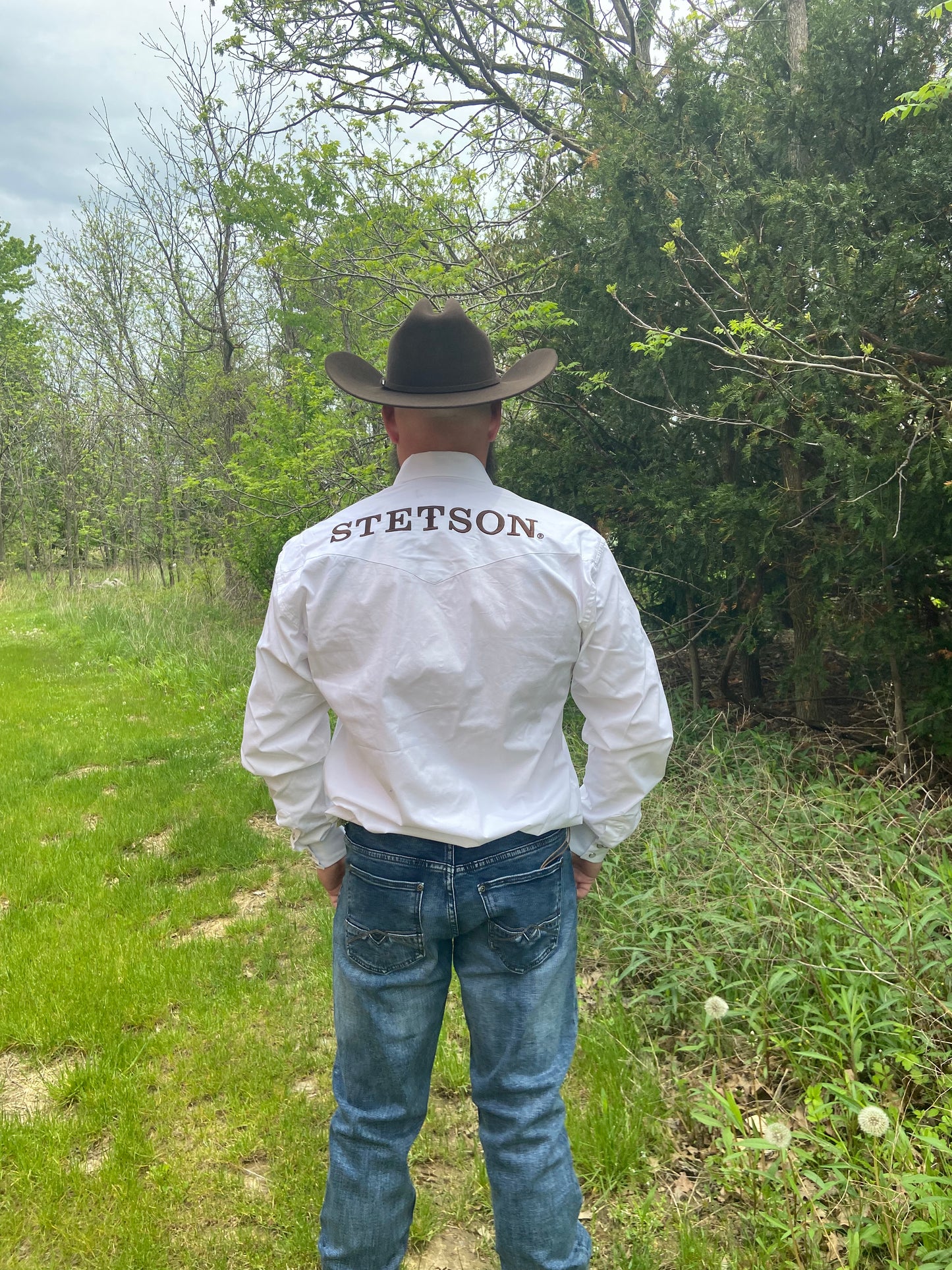 Men's Stetson White Western Button Up Shirt