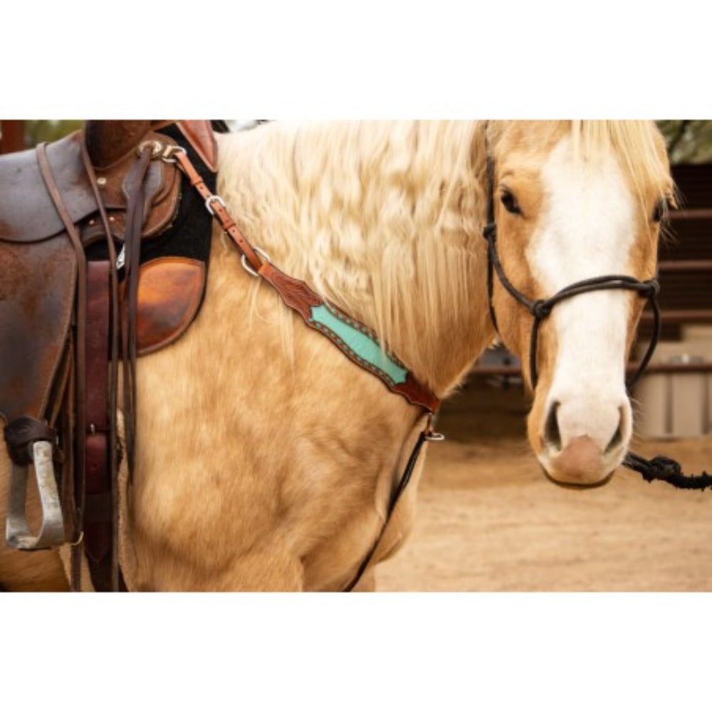 Schulz Equine Turquoise Bonanza Breast Collar & One Ear Headstall Set