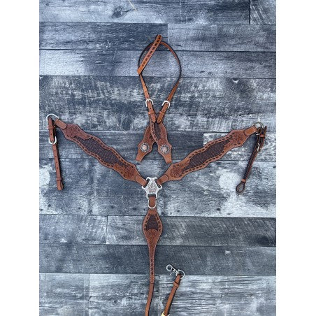 Schulz Equine Brown Wyatt Earp Breast Collar & One Ear Headstall Set