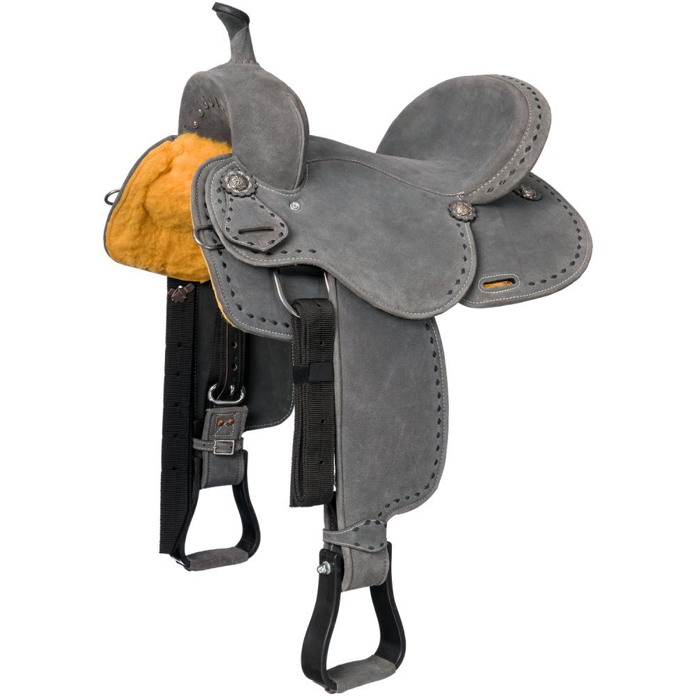 King Series Stratford Gray Suede Barrel Saddle 14"