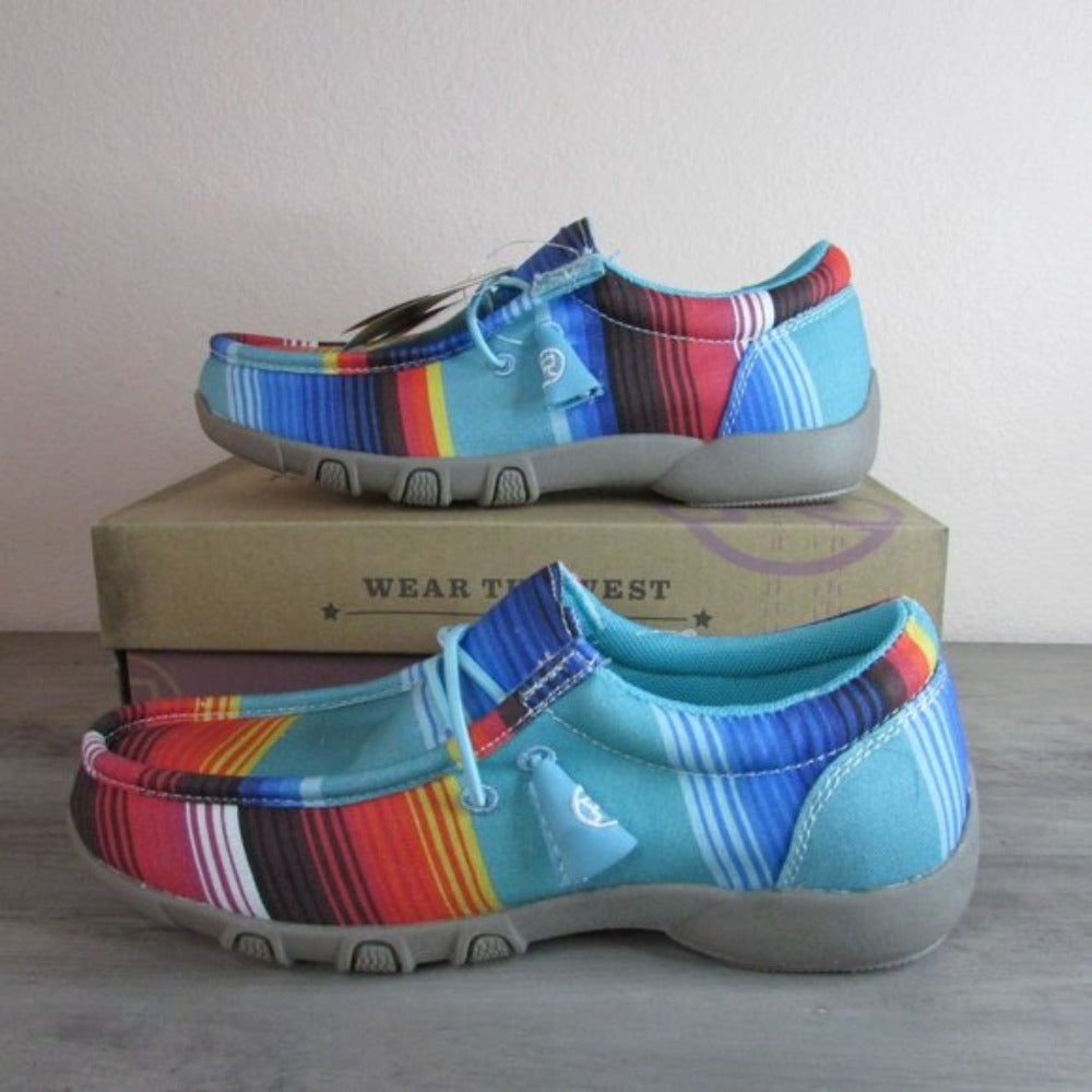 Youth Roper Blue 'Chillin Serape' Slip-On Moccasins Shoes
