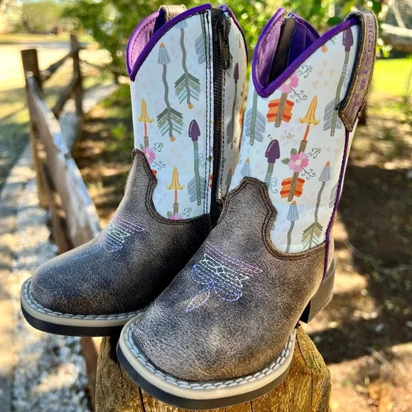 Girl's Toddler/Youth Arrow Print Design 'Hannah' Western Boots