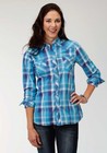 Roper Women's Blue Spruce / Turquoise Dobby Western Shirt
