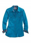 Tin Haul Women's Solid Turquoise Poplin Western Shirt. Size XS