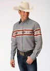 Roper Men's Gray Aztec Serape Border Print Western Shirt. .