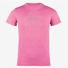 Horze brand Youth Girl's Pink Short-Sleeve Shirt with Rhinestone Horse Image. Medium