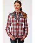 Roper Women's Red, Gray, and White Star & Rope Western Shirt