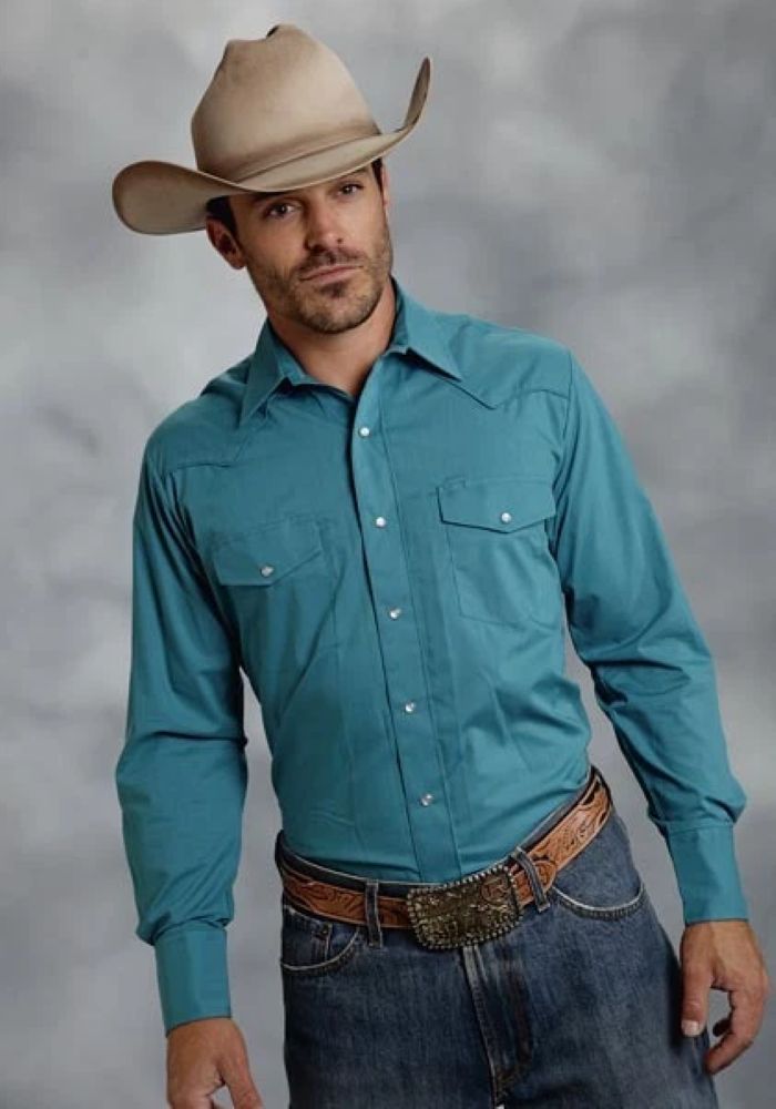 SALE Roper Men's Jade Western Shirt with Horseshoes Embroidery