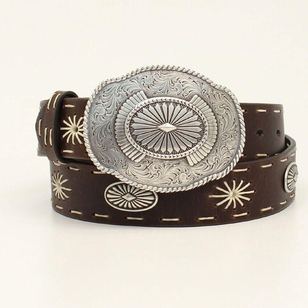 Women's Dark brown leather ANGEL RANCH STARBURST BELT Conchos