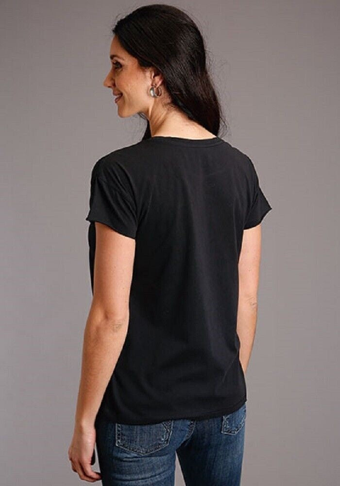 Women's Stetson Black smoke gray SERAPE LONGHORN SKULL SHIRT