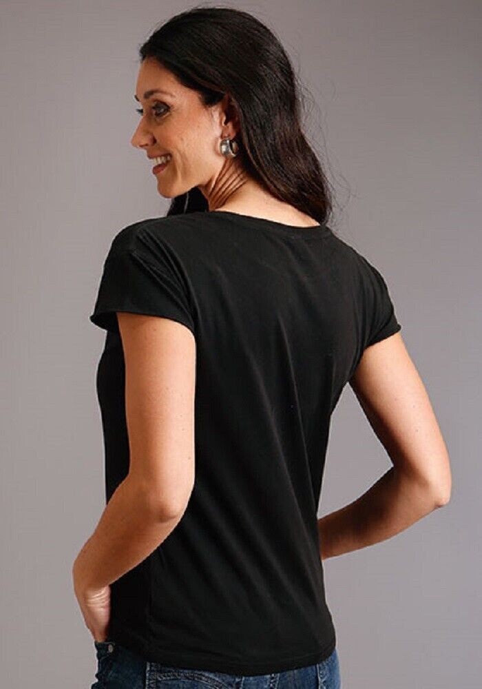 Women's Stetson Black COWBOY w/ LASSO WESTERN SCENE SHIRT