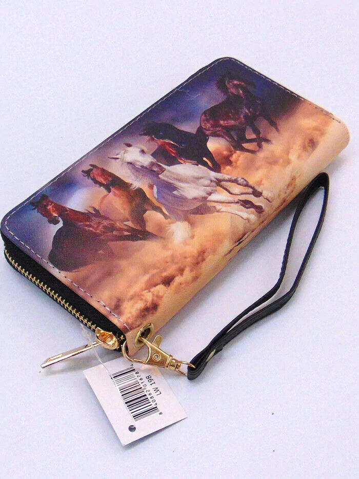 Western Express RUNNING HORSES PRINT CLUTCH WALLET
