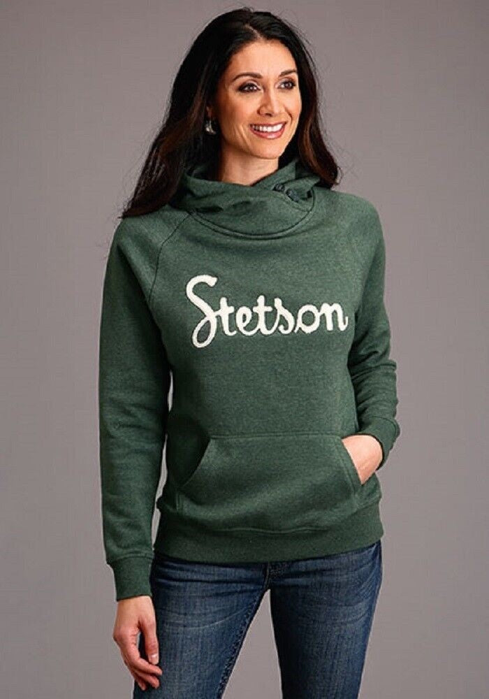 Women's Green 'STETSON' WORDING HOODIE HOODED SWEATSHIRT