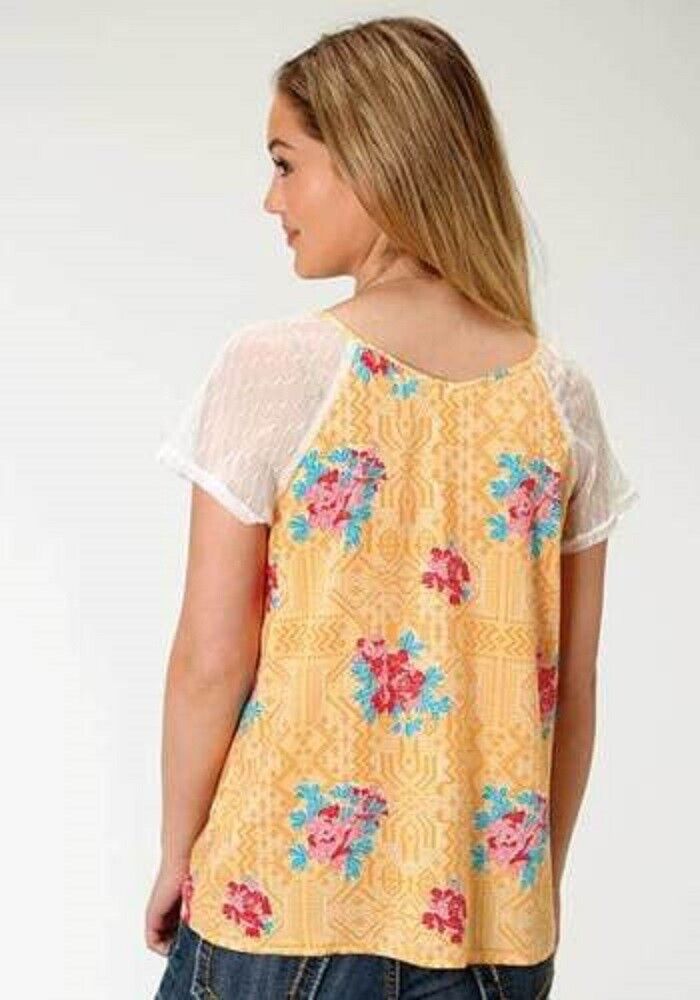 Women's Roper Yellow Spring Floral Blouse