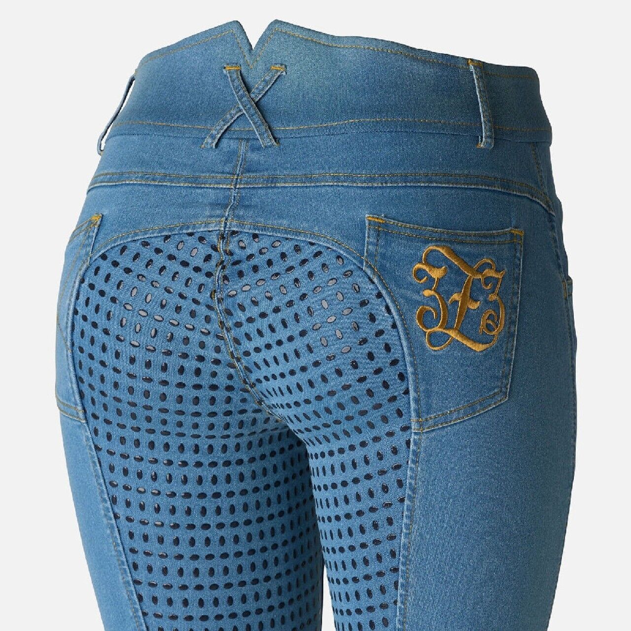 Women's Horze Light blue 'JESSI-LYN' DENIM FS BREECHES EU36/US24