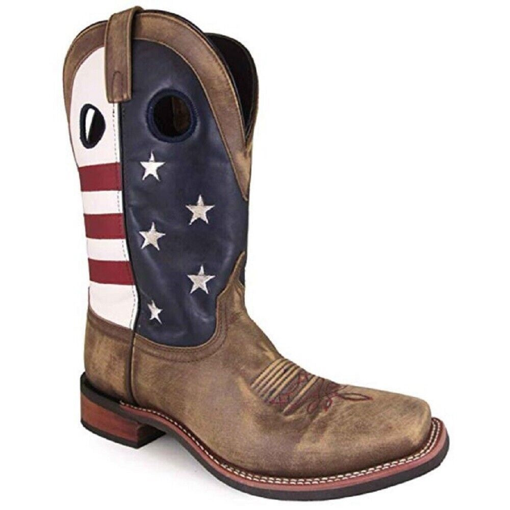 Smoky Mountain Men's STARS AND STRIPES COWBOY BOOTS, WIDE