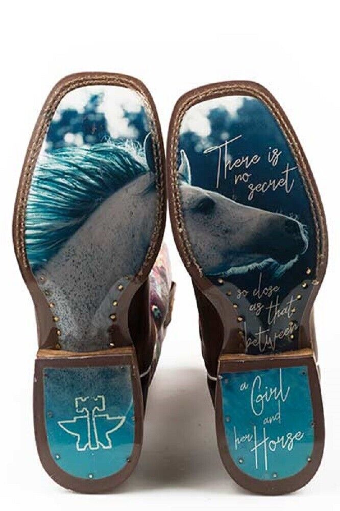 Women's Tin Haul 'Horses True Love Sole' Cowboy Boots